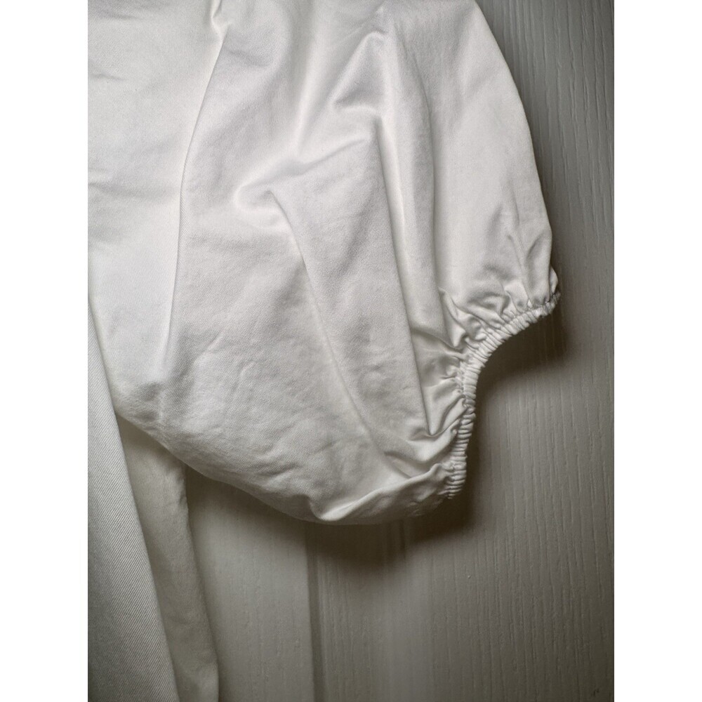 ZARA White Cotton Poplin Shirt Dress Puff Sleeve Tiered Mini Size S 4 6 - Picture 5 of 9